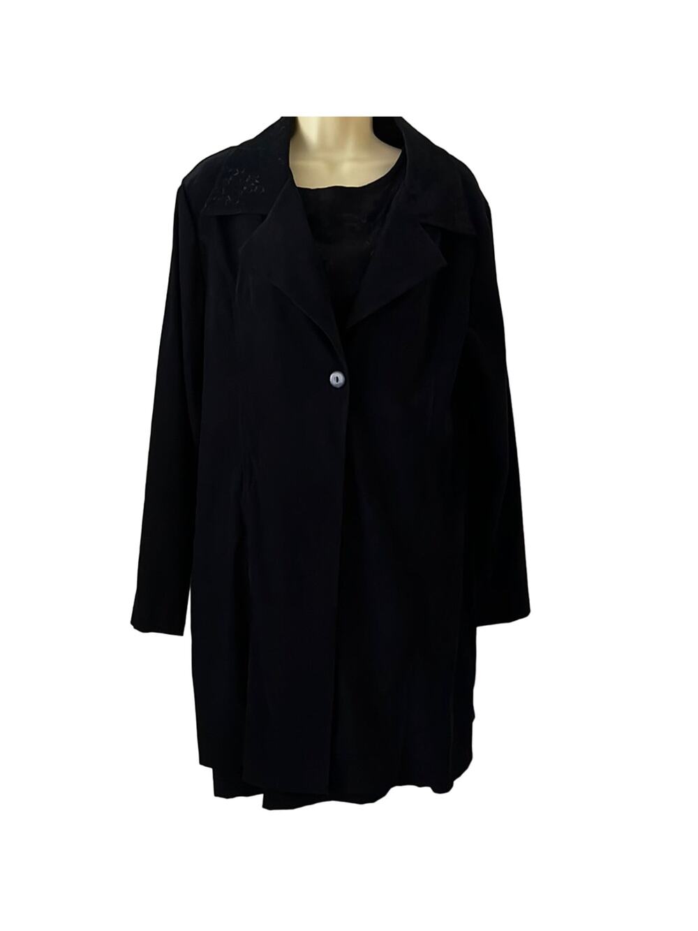 Victoria Moon Vintage Dark Navy Blue 2 Piece Dress and Coat Woman Size 14